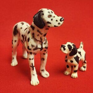 Two Schleich Dalmatian Dog Figurines Adult Male & Puppy 2006